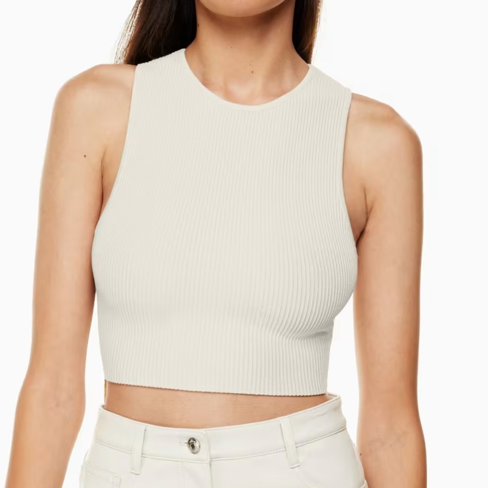Aritzia Cream Ribbed Cropped Tank